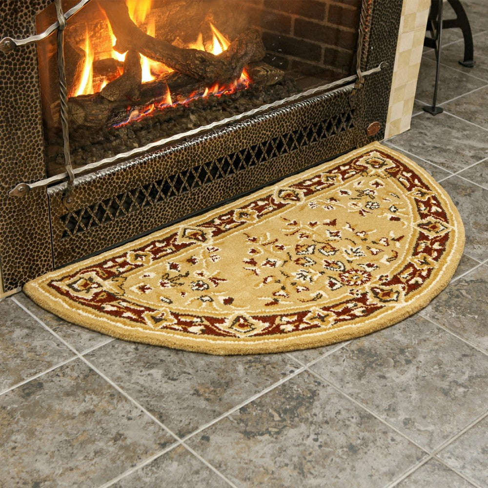 Plow & Hearth Oriental Half Round Wool Rug, 44"x22"