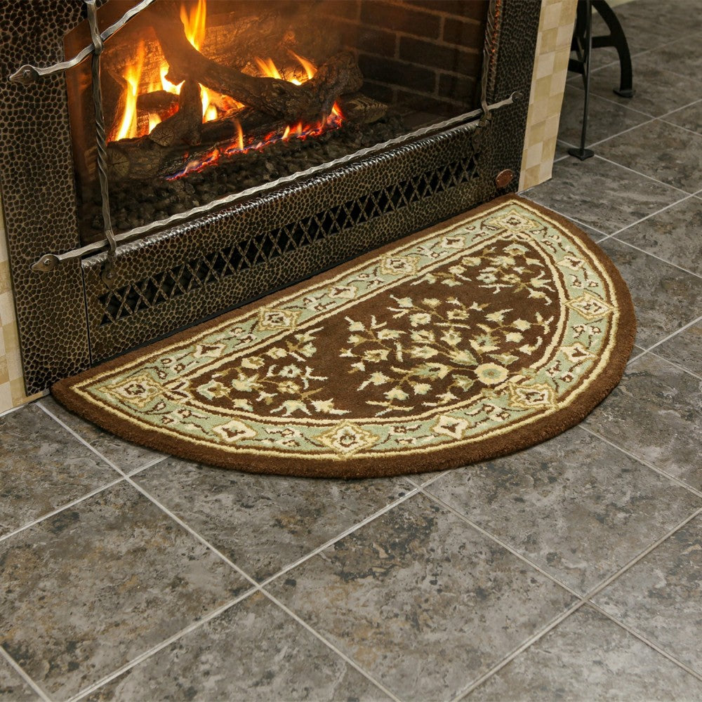 Plow & Hearth Oriental Half Round Wool Rug, 44"x22"