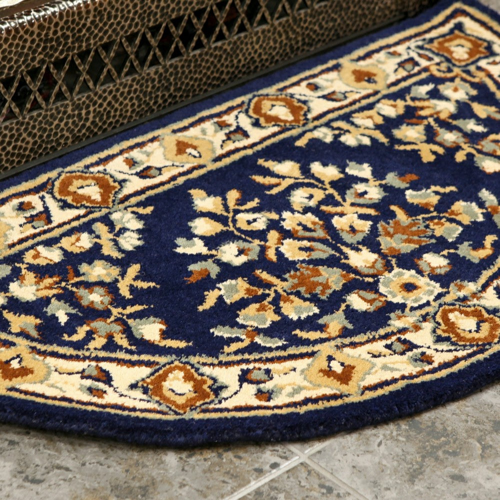 Plow & Hearth Oriental Half Round Wool Rug, 44"x22"