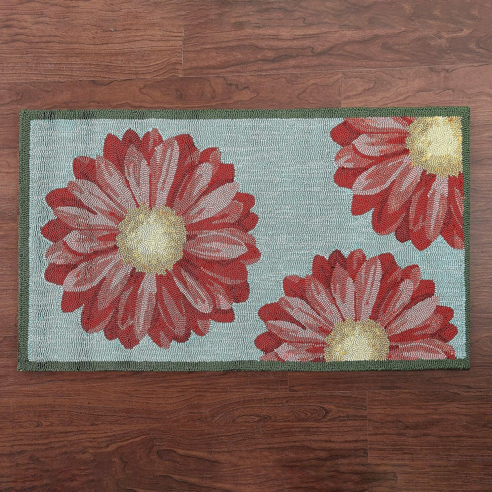 Plow & Hearth Rectangular Outdoor rug, Daises