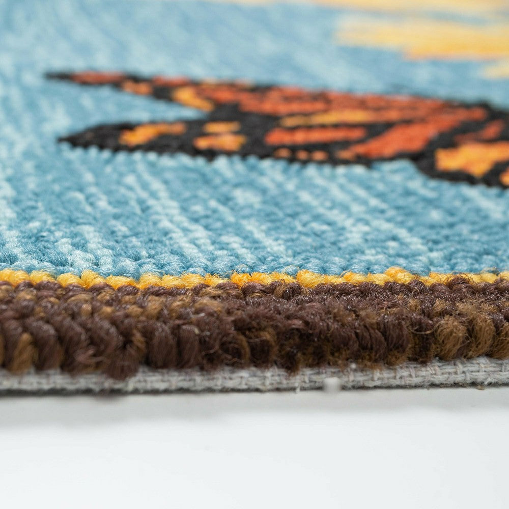 Plow & Hearth Indoor/Outdoor Sunflower and Butterfly Hooked Polypropylene Accent Rug