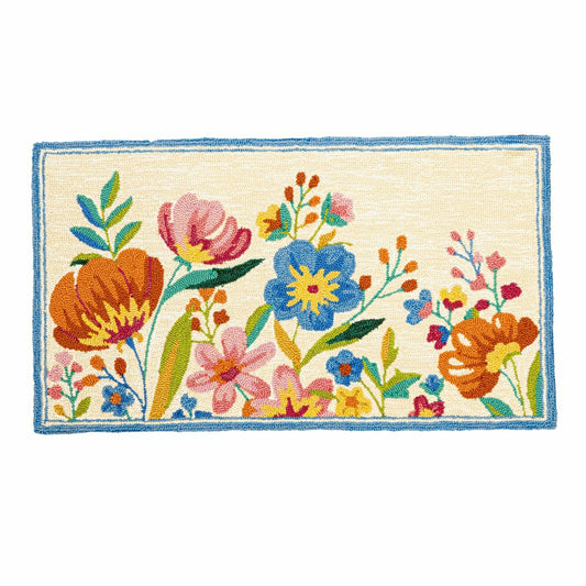 Plow & Hearth Spring Bloom Indoor/Outdoor Hooked Rug 24"x42"