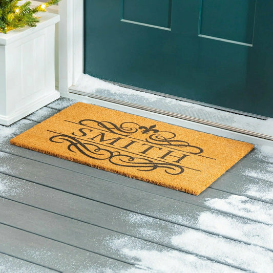 Plow & Hearth Fleur De Lis Personalized Coir Door Mat, 18" x 30"
