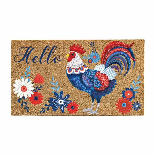 Plow & Hearth RWB Rooster Coir Mat