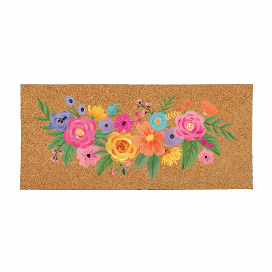 Plow & Hearth Bunny Blooms Spring Blossom, Flocked Coir Sassafras Switch Mat 22"x10"