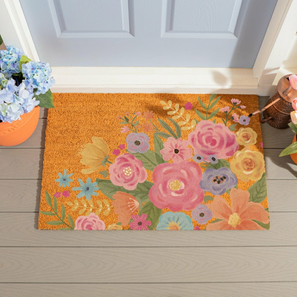Plow & Hearth Bunny Blooms Spring Blossom, Coir Mat, 36"x24"