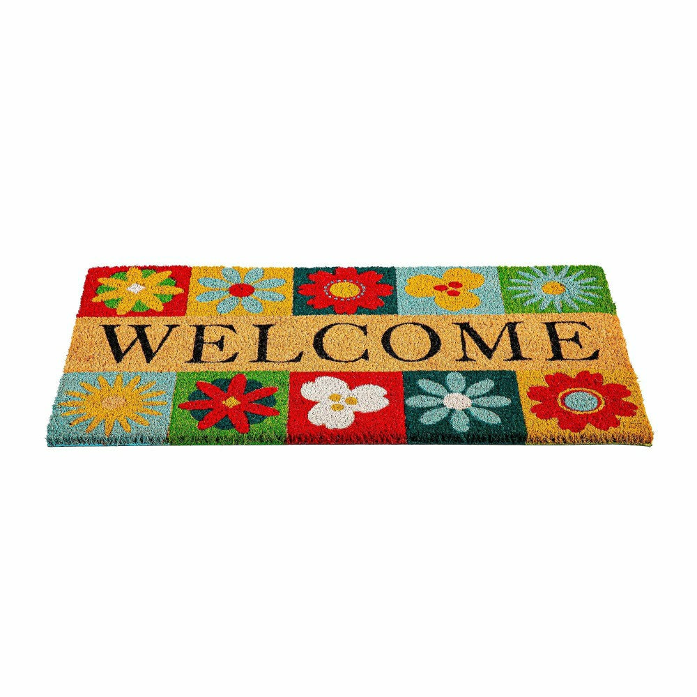 Plow & Hearth Big Bold Florals Welcome Tiles Coir Mat