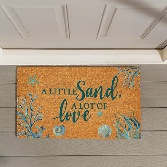 Plow & Hearth Blue Coastal Beach, Coir Mat 28"x16"