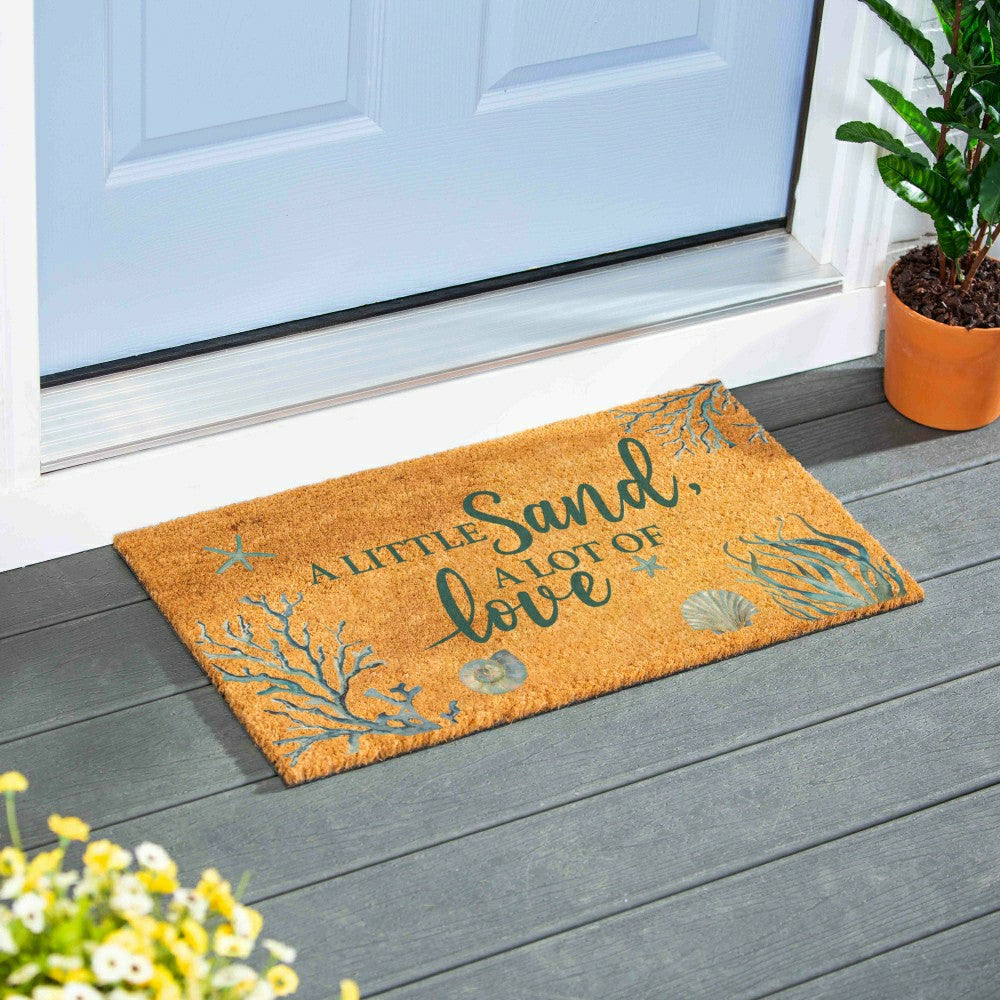 Plow & Hearth Blue Coastal Beach, Coir Mat 28"x16"