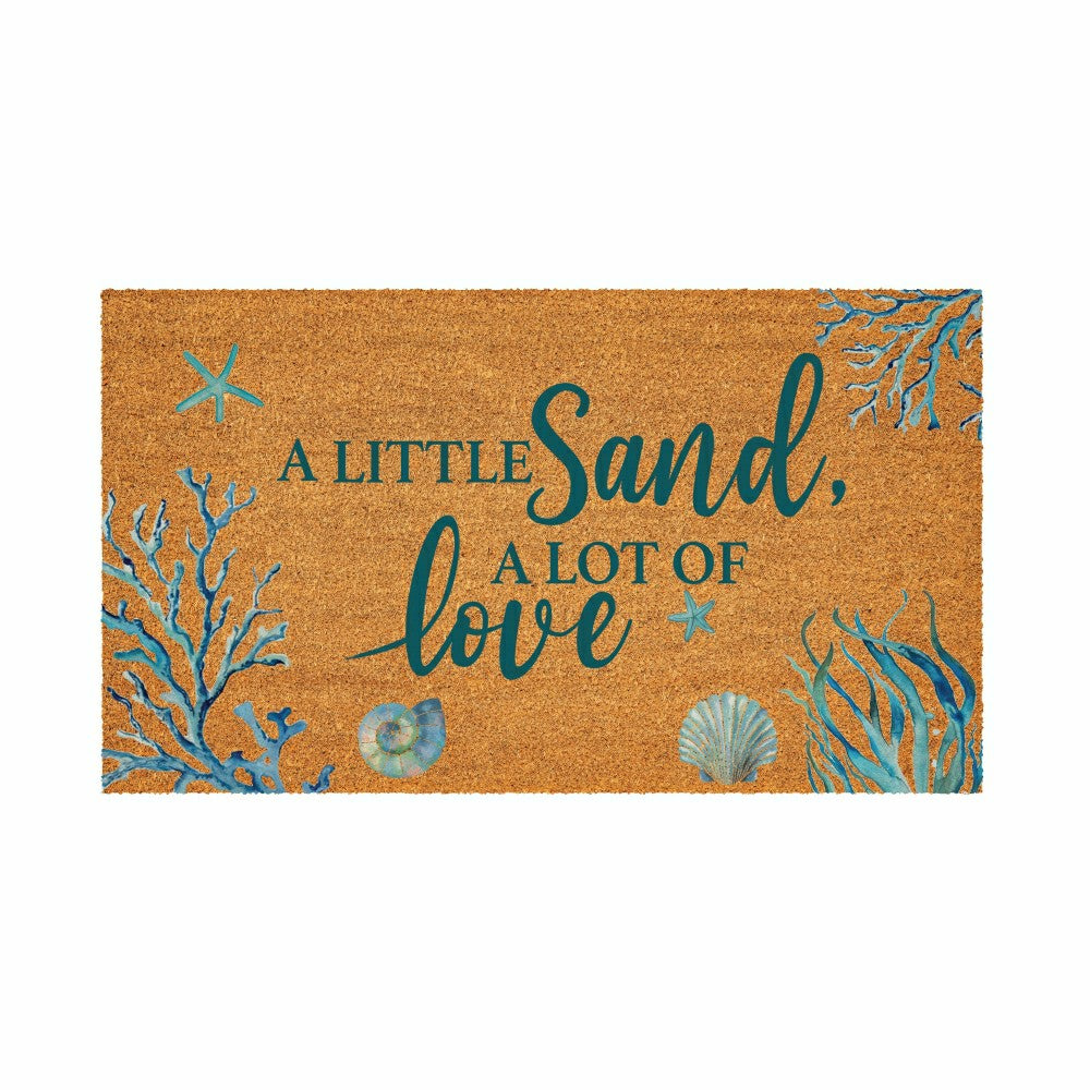 Plow & Hearth Blue Coastal Beach, Coir Mat 28"x16"