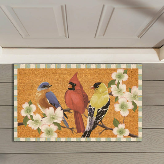 Plow & Hearth What She Shed Bird Bunch, Coir Mat 30"x18"