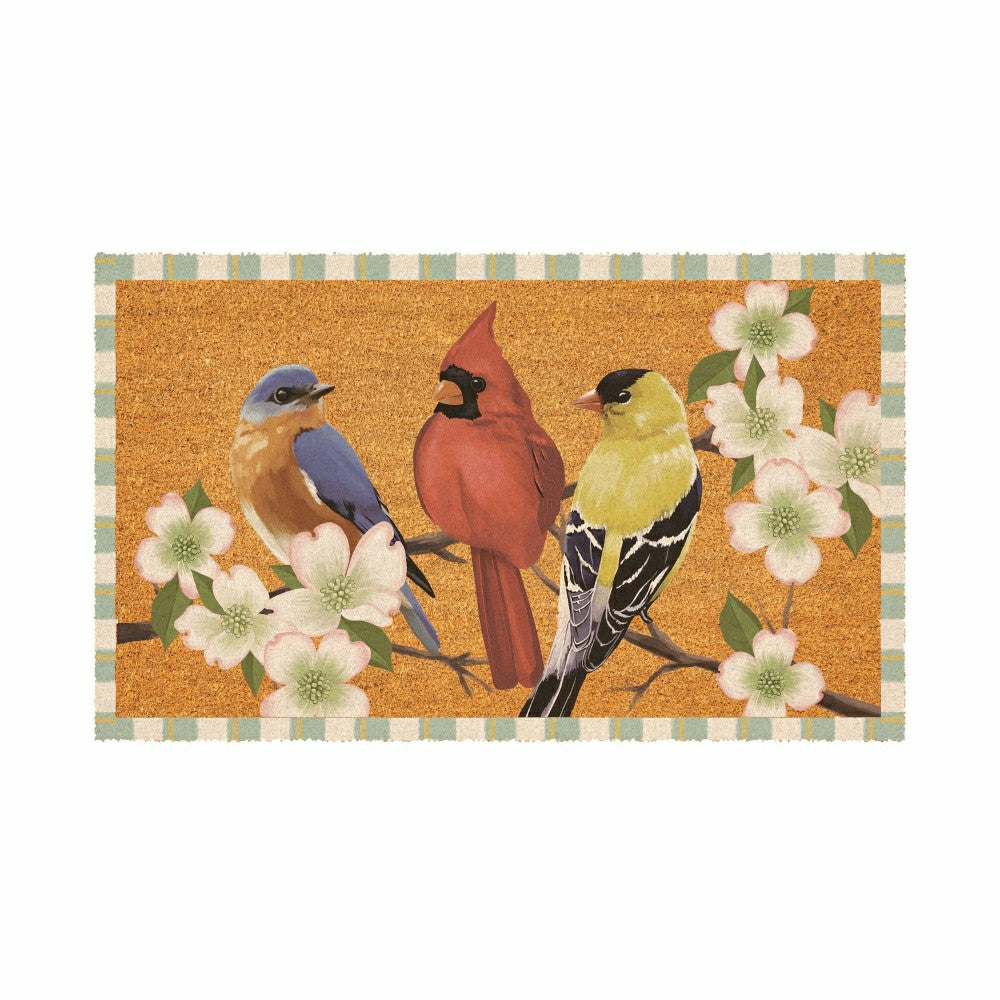 Plow & Hearth What She Shed Bird Bunch, Coir Mat 30"x18"