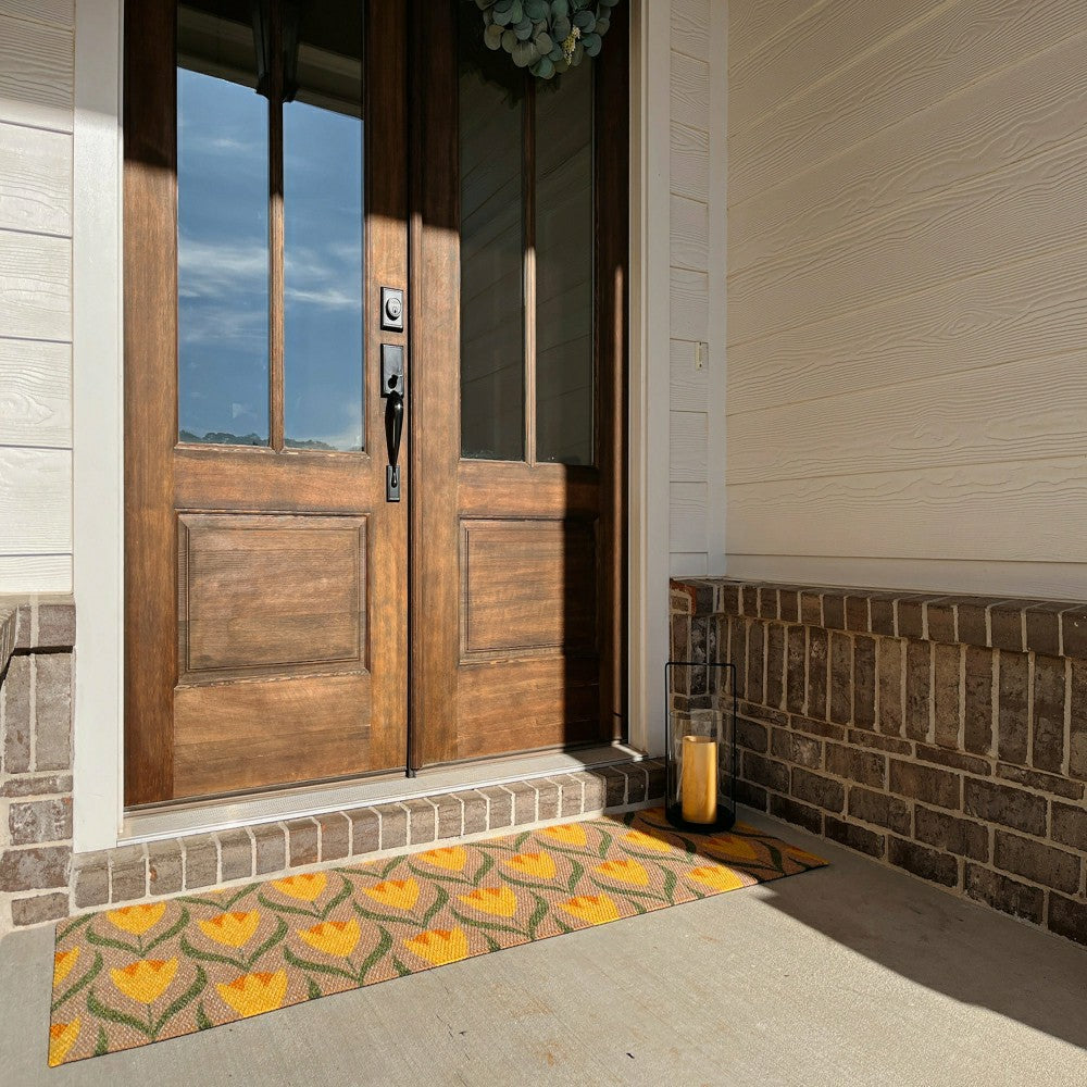 Plow & Hearth Neighburly Buttercups Doormat, Sunflower & Coir Double Door