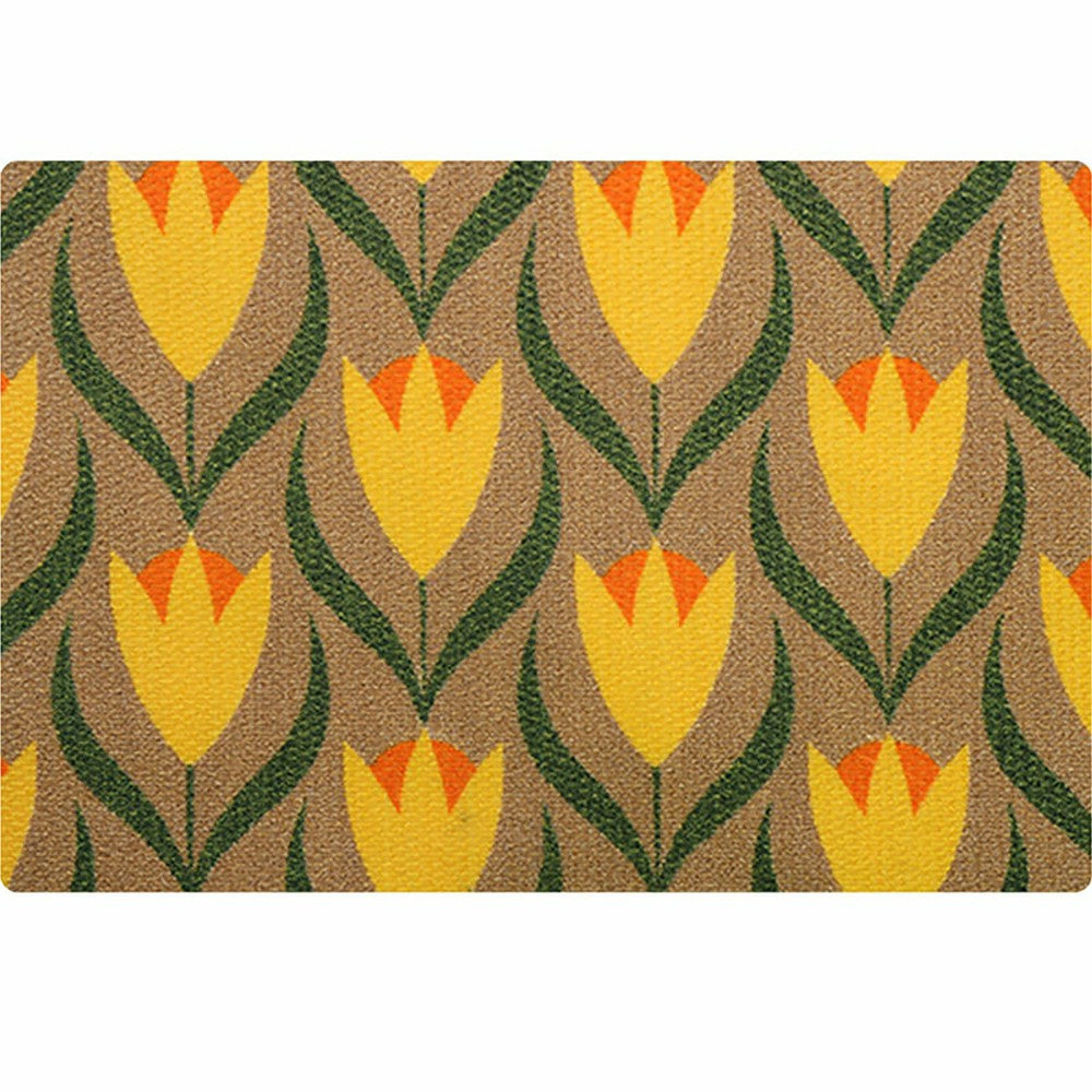 Plow & Hearth Neighburly Buttercups Doormat, Sunflower & Coir Double Door