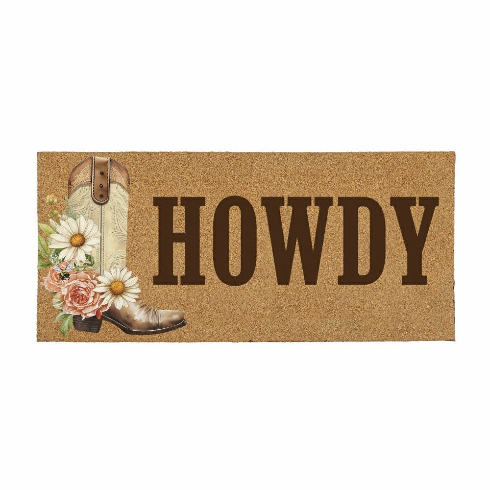 Plow & Hearth Petal & Plow Floral Boots, Flocked Coir Sassafras Switch Mat 22"x10"
