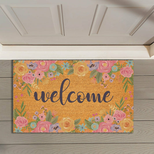 Plow & Hearth Bunny Blooms Spring Blossom, Coir Mat 30"x18"