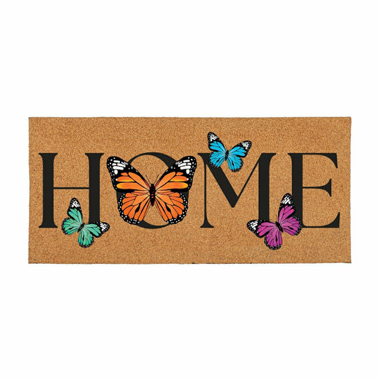 Plow & Hearth Pollinator Garden Butterfly Family, Flocked Coir Sassafras Switch Mat