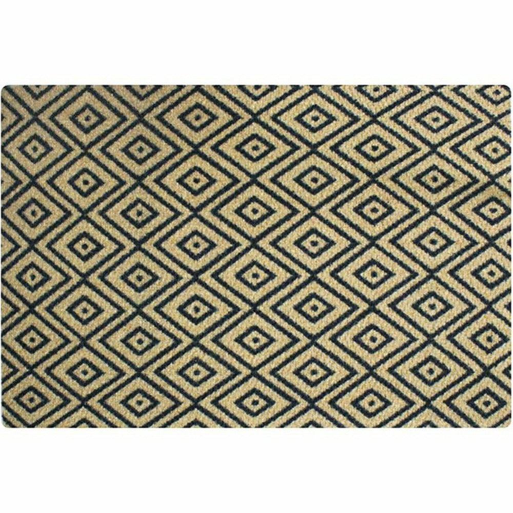 Plow & Hearth Neighburly Diamond Dot Coir Doormat, Black & Coir Double Door