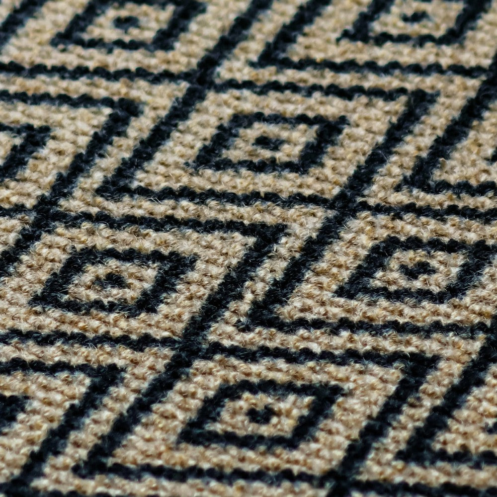 Plow & Hearth Neighburly Diamond Dot Coir Doormat, Black & Coir Double Door