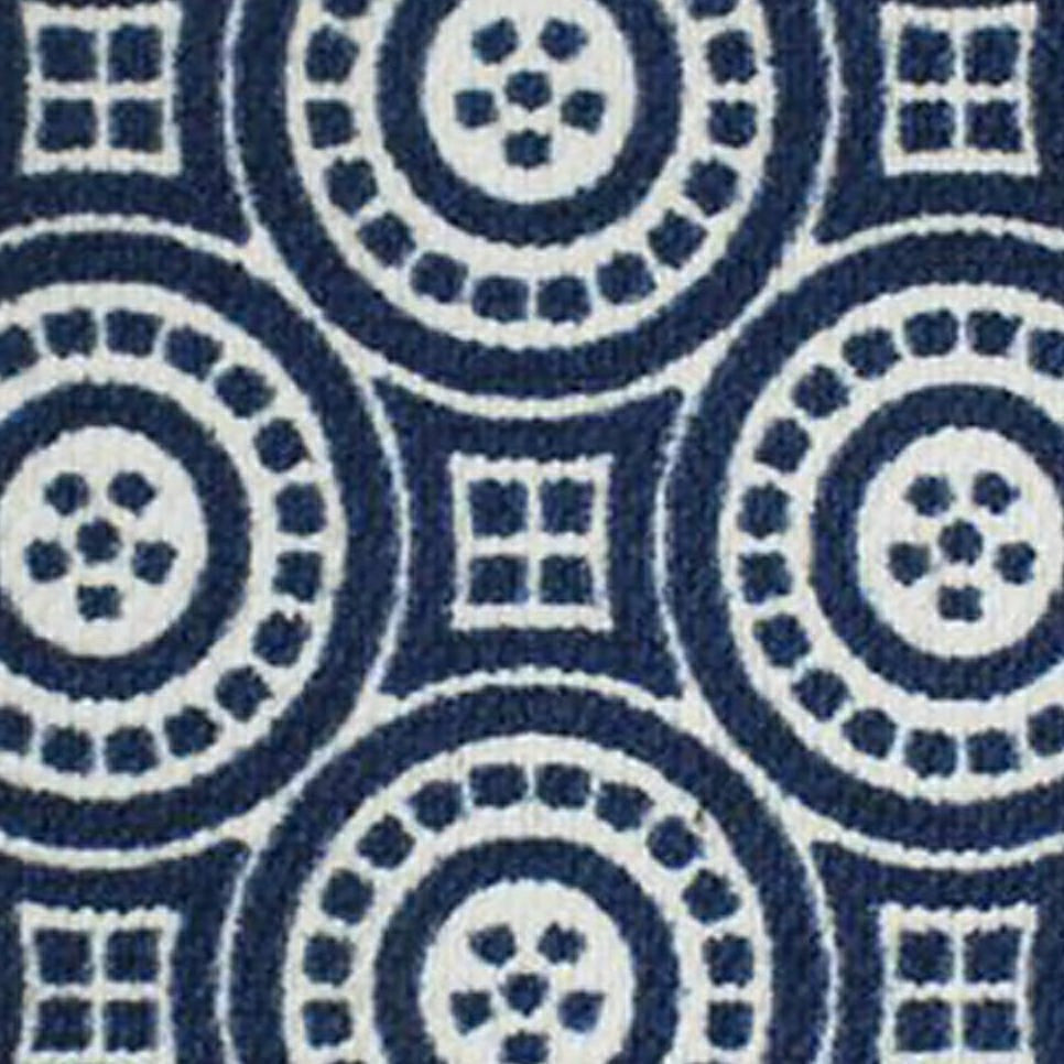 Plow & Hearth Neighburly Medallions Doormat,Navy & White Double Door