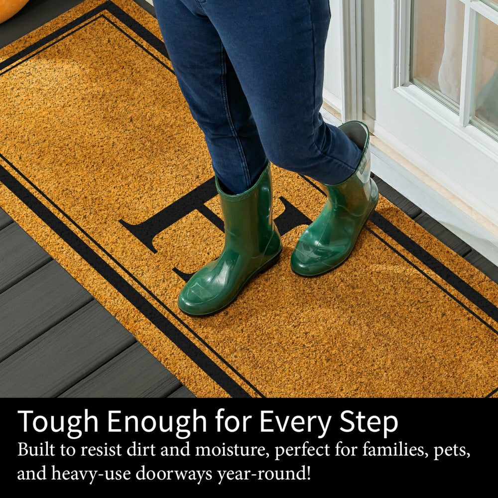 Plow & Hearth Monogram Coir Mat 60"x24", Letter H