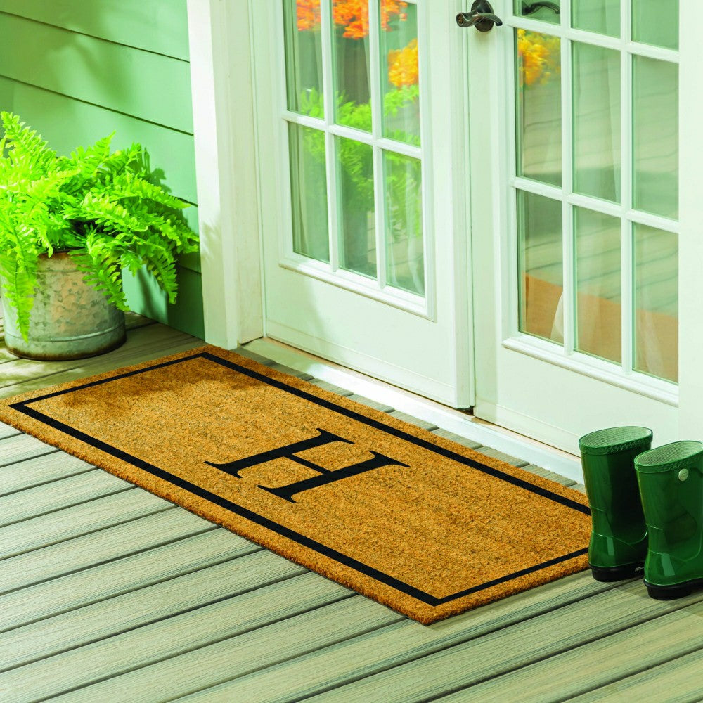 Plow & Hearth Monogram Coir Mat 60"x24", Letter H