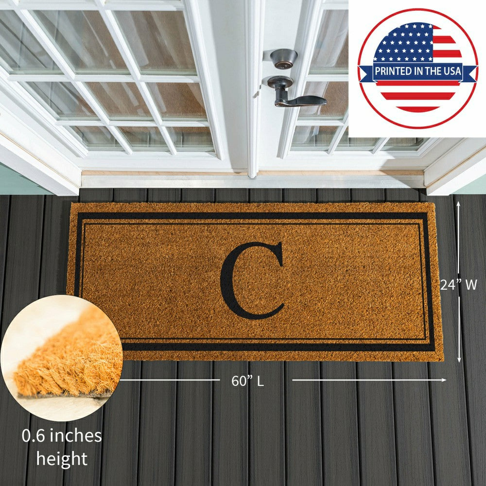 Plow & Hearth Monogram Coir Mat 60"x24", Letter C