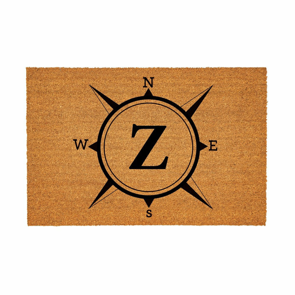 Plow & Hearth Coastal Coir Mat Compass Monogram 36x24"