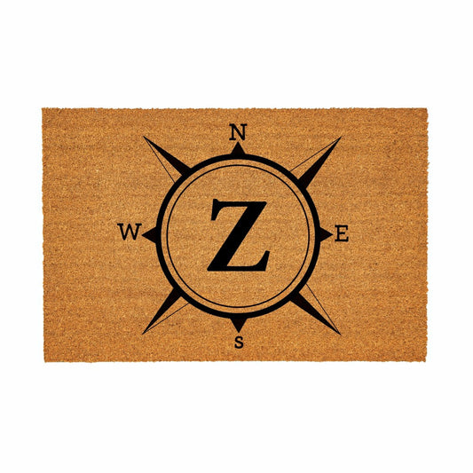 Plow & Hearth Coastal Coir Mat Compass Monogram 36x24"