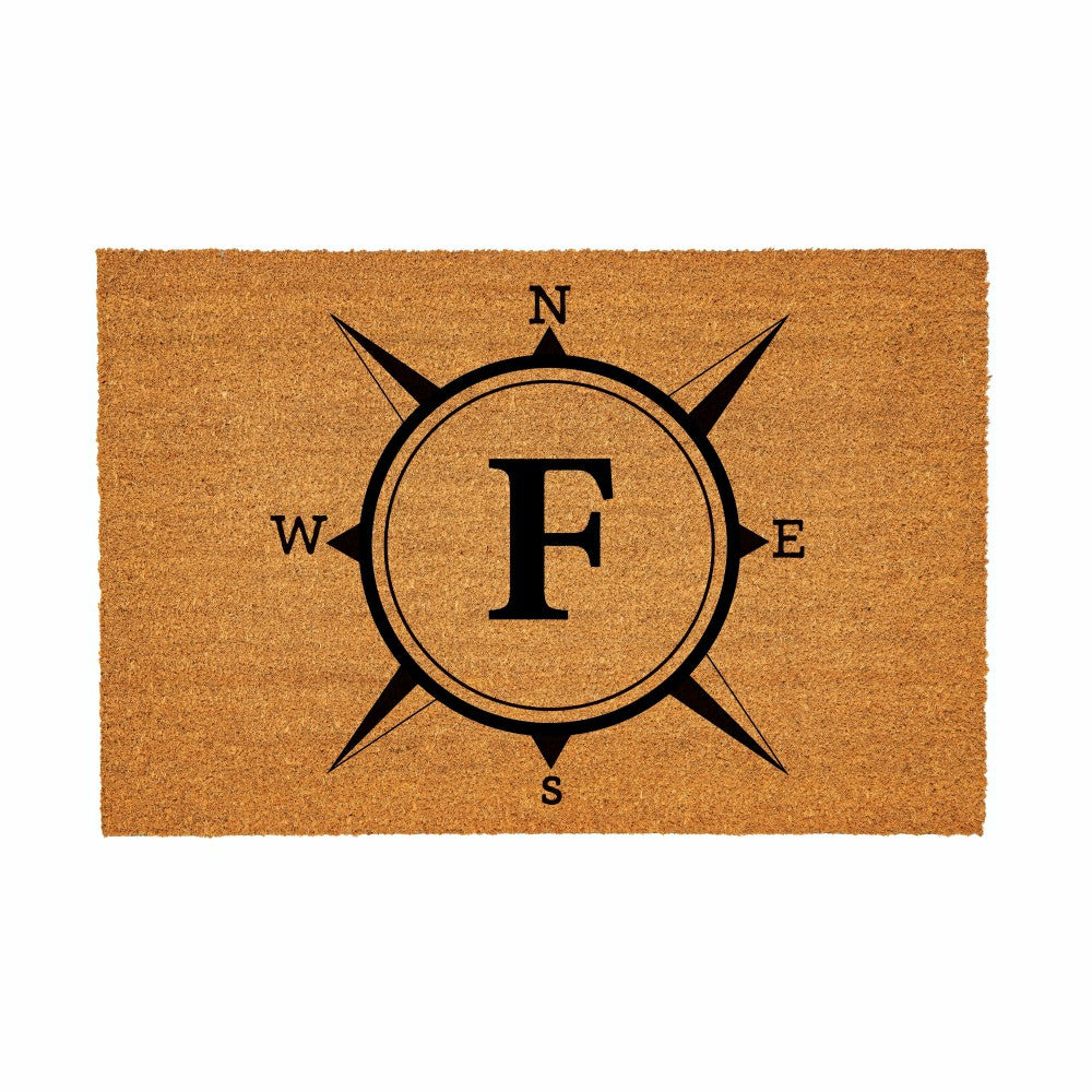 Plow & Hearth Coastal Coir Mat Compass Monogram 36x24"