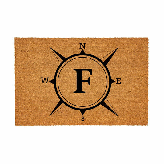Plow & Hearth Coastal Coir Mat Compass Monogram 36x24"