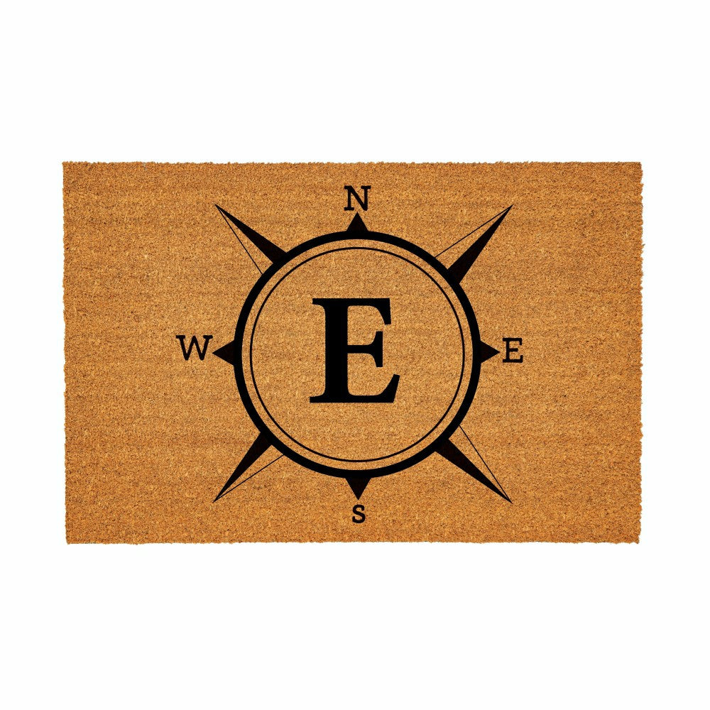 Plow & Hearth Coastal Coir Mat Compass Monogram 36x24"