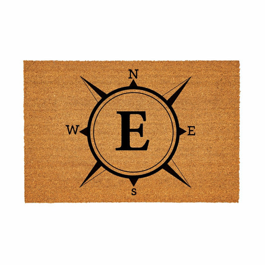 Plow & Hearth Coastal Coir Mat Compass Monogram 36x24"