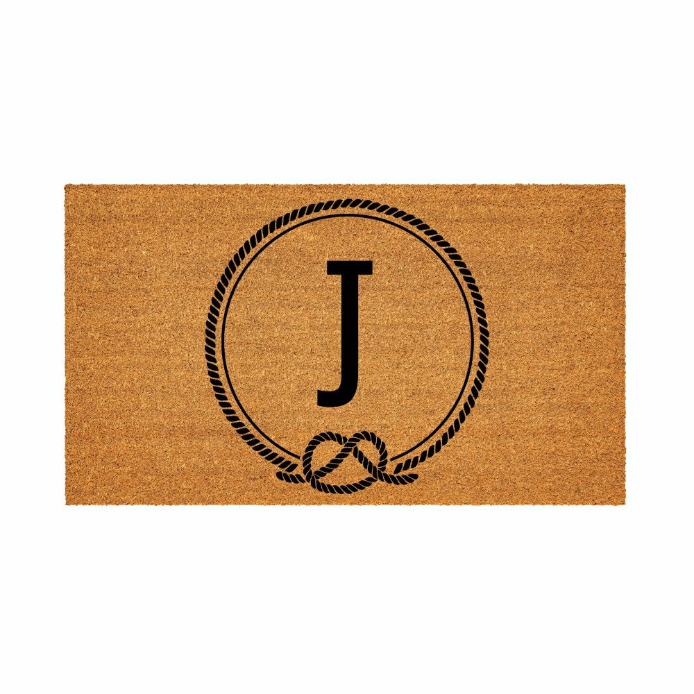 Plow & Hearth Coastal Coir Mat Nautical Monogram 28x16"