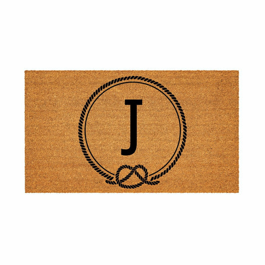 Plow & Hearth Coastal Coir Mat Nautical Monogram 28x16"