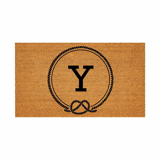 Plow & Hearth Coastal Coir Mat Nautical Monogram 28x16"