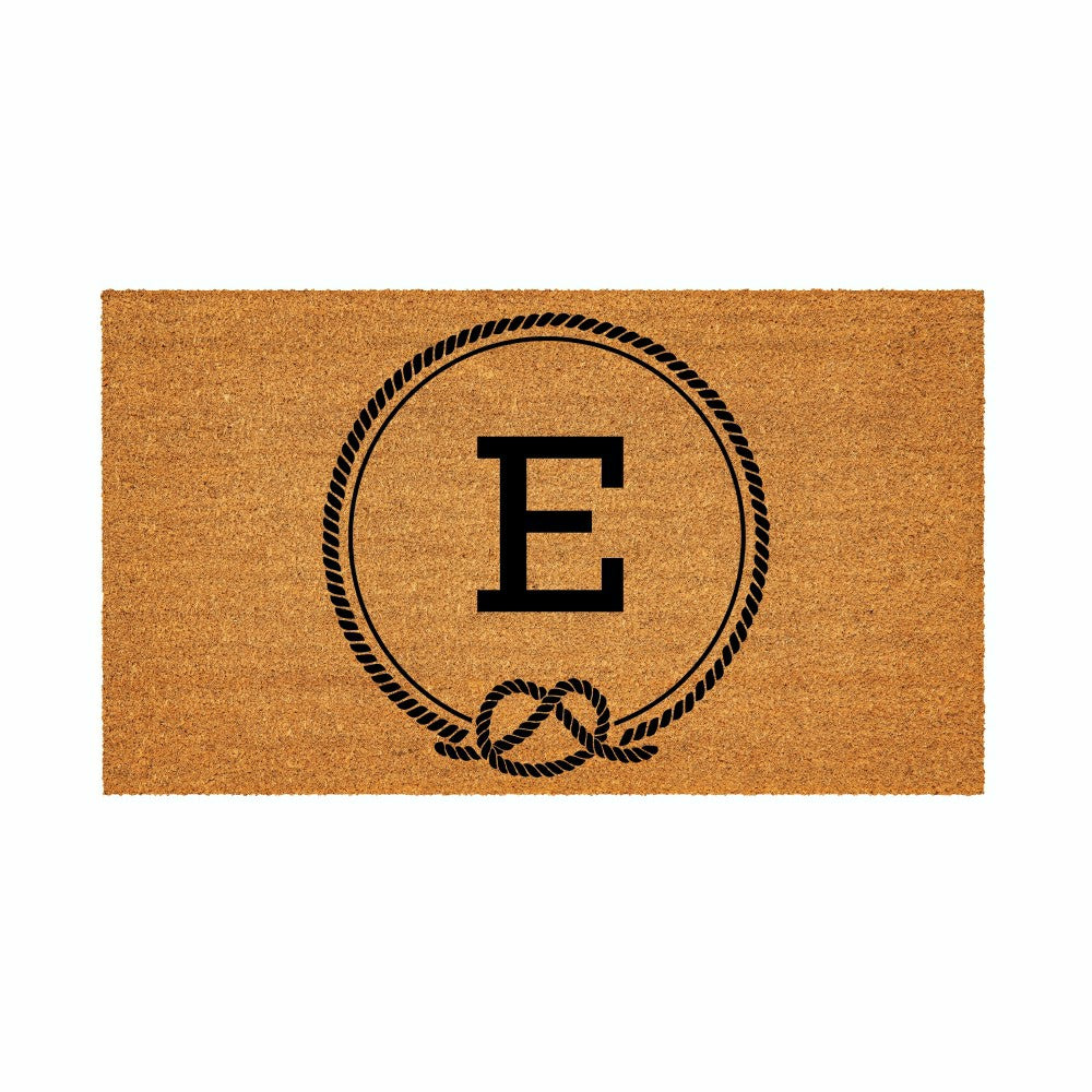 Plow & Hearth Coastal Coir Mat Nautical Monogram 28x16"