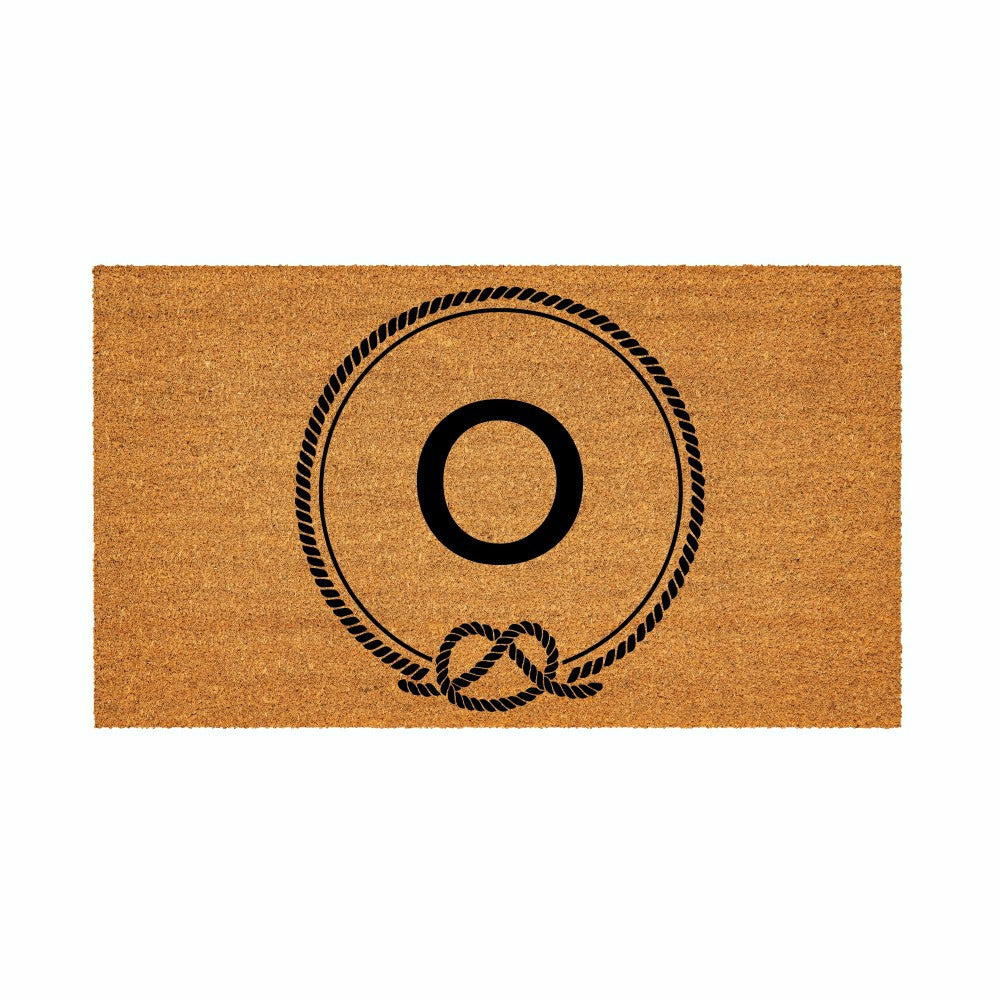 Plow & Hearth Coastal Coir Mat Nautical Monogram 28x16"