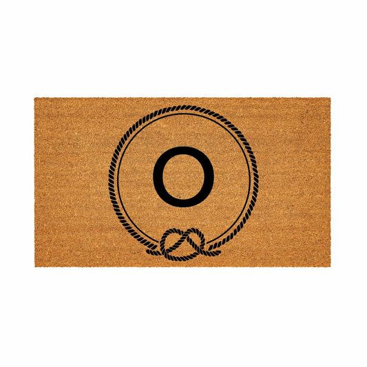 Plow & Hearth Coastal Coir Mat Nautical Monogram 28x16"