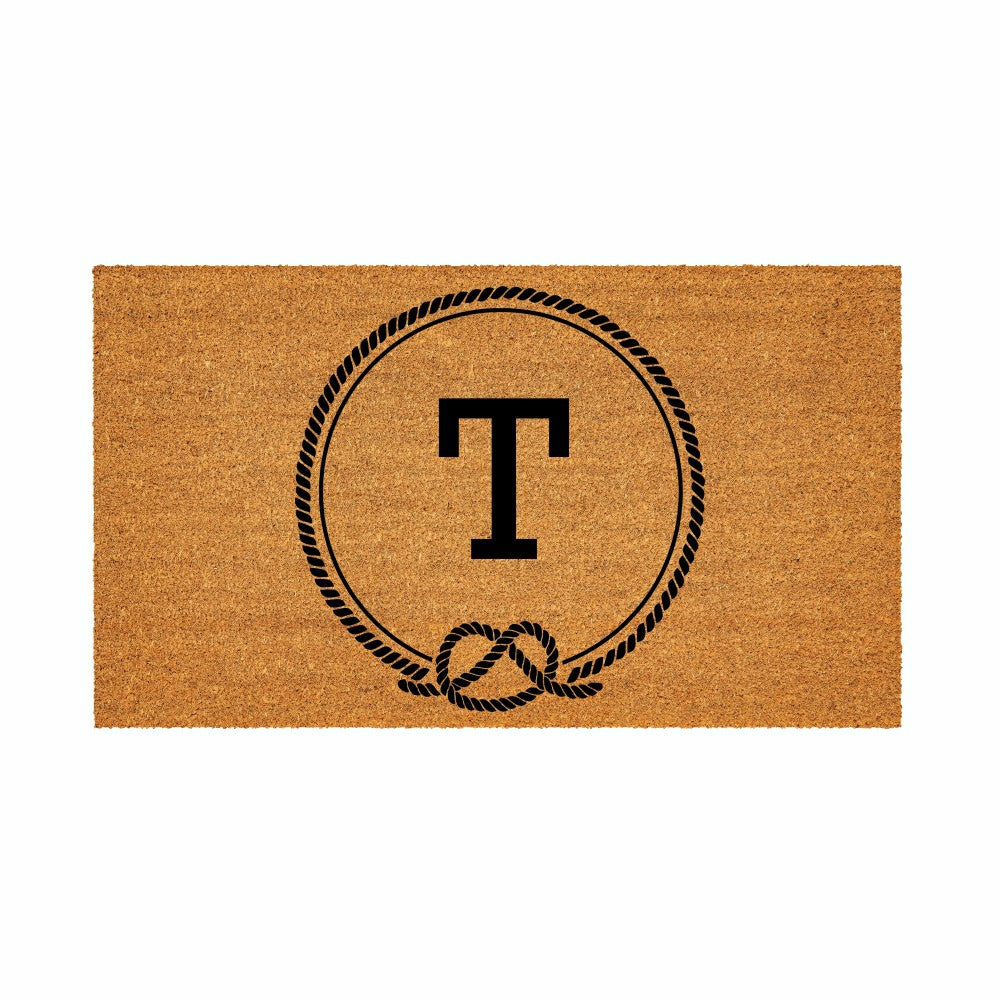 Plow & Hearth Coastal Coir Mat Nautical Monogram 28x16"