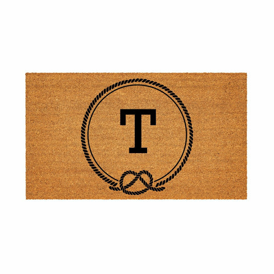 Plow & Hearth Coastal Coir Mat Nautical Monogram 28x16"