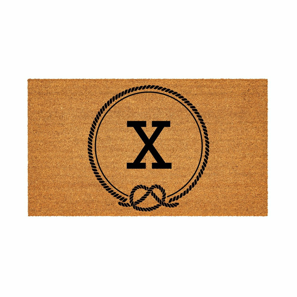Plow & Hearth Coastal Coir Mat Nautical Monogram 28x16"