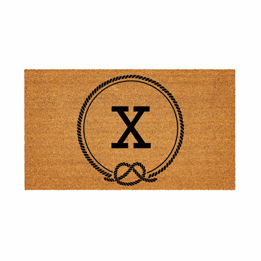 Plow & Hearth Coastal Coir Mat Nautical Monogram 28x16"