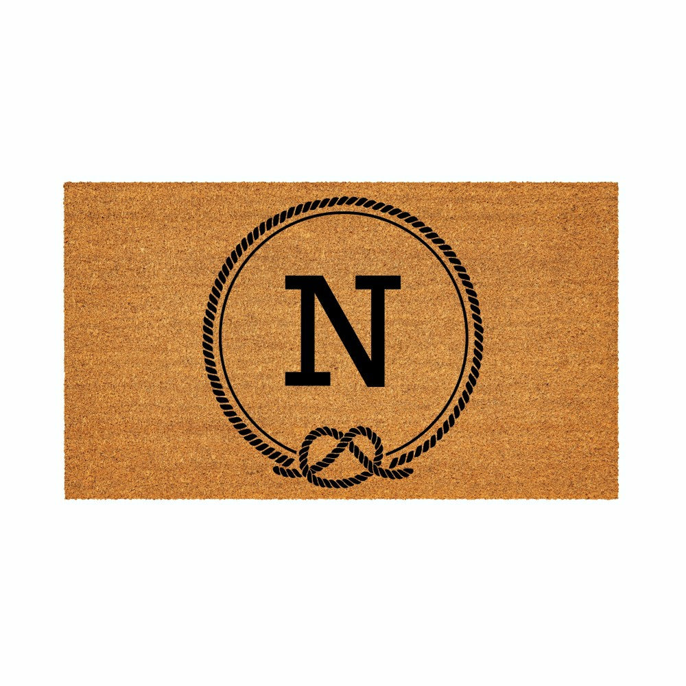 Plow & Hearth Coastal Coir Mat Nautical Monogram 28x16"