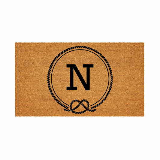 Plow & Hearth Coastal Coir Mat Nautical Monogram 28x16"