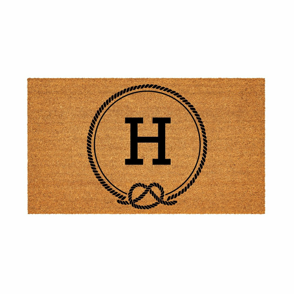Plow & Hearth Coastal Coir Mat Nautical Monogram 28x16"