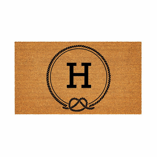 Plow & Hearth Coastal Coir Mat Nautical Monogram 28x16"