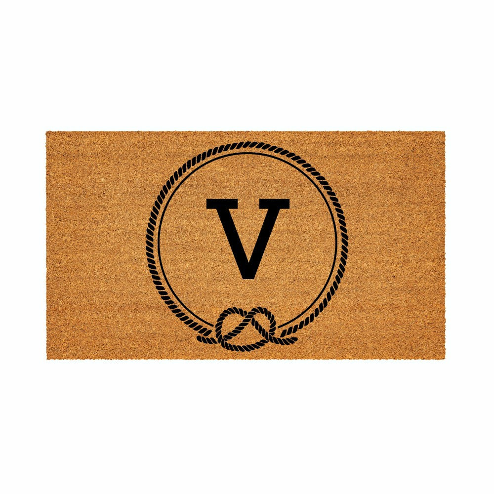 Plow & Hearth Coastal Coir Mat Nautical Monogram 28x16"