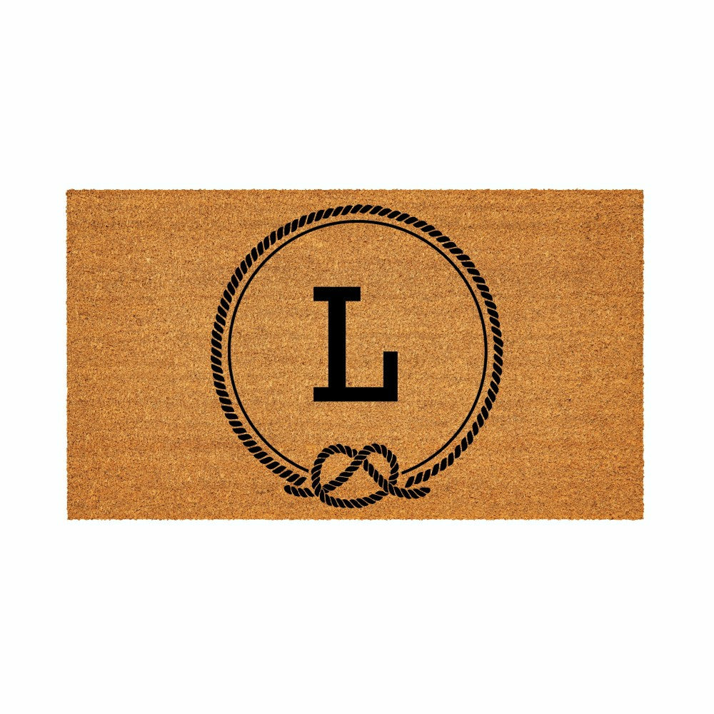 Plow & Hearth Coastal Coir Mat Nautical Monogram 28x16"