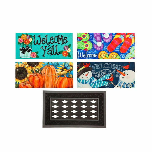 Plow & Hearth Bold and Bright Four Season Sassafras Mat Set